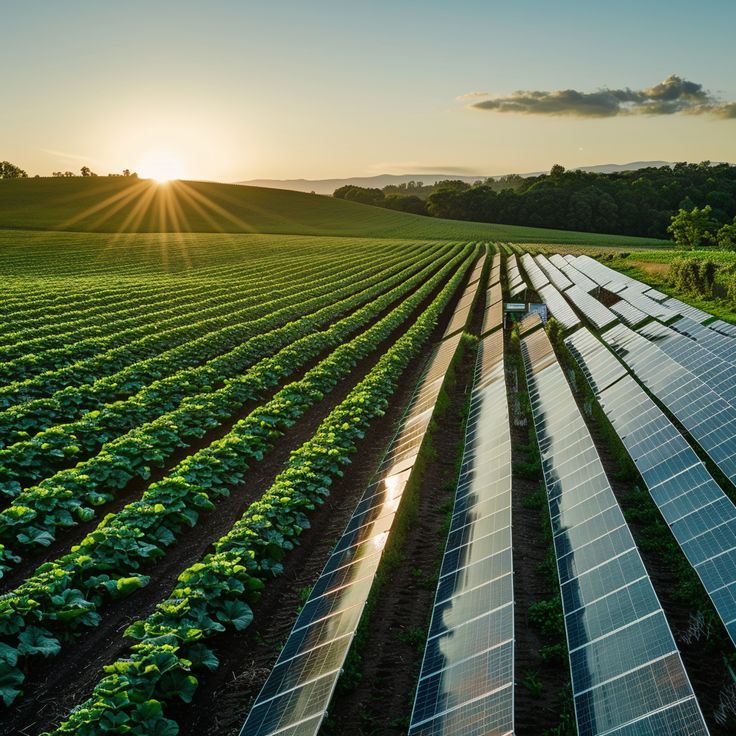 Panneaux solaires au milieu des cultures